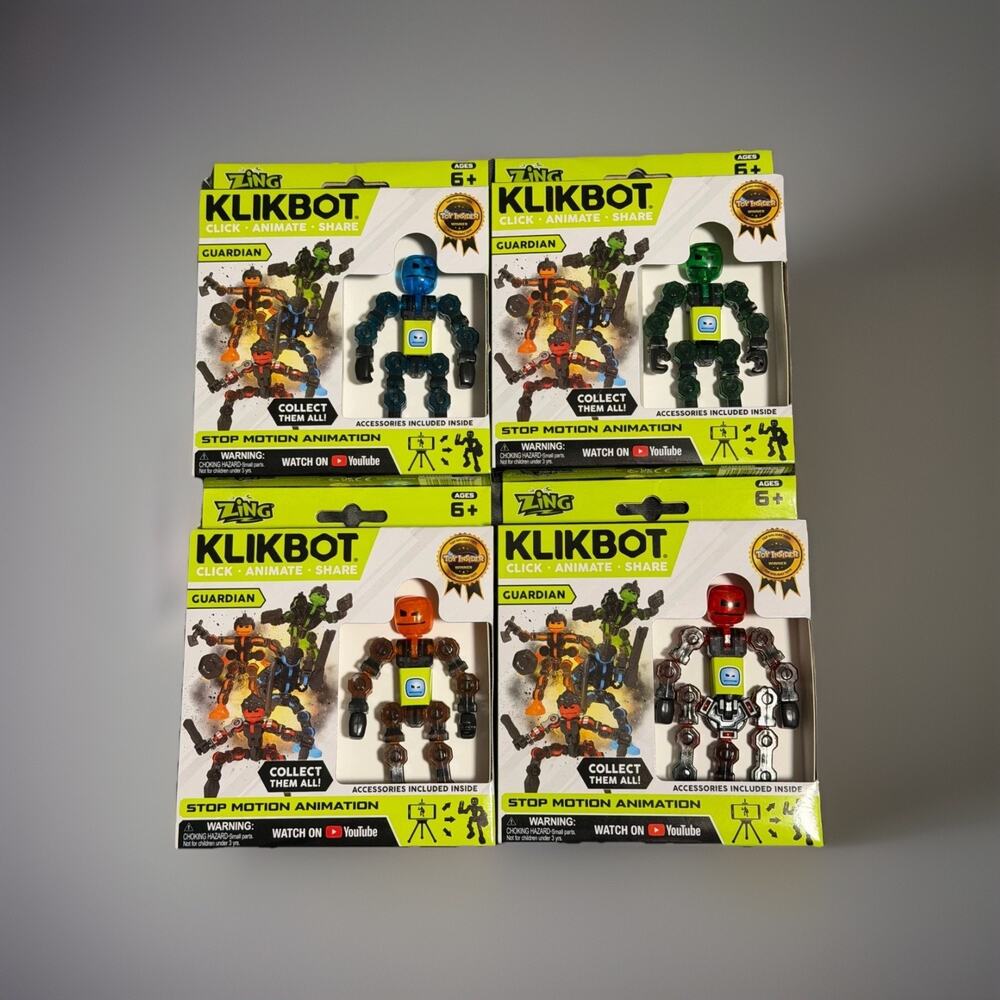 🔥Zing Klikbot Full Set of 4 Poseable Action Figures BNWT🔥